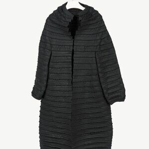 Sybilla Black Felt Pieced-Striped Coat